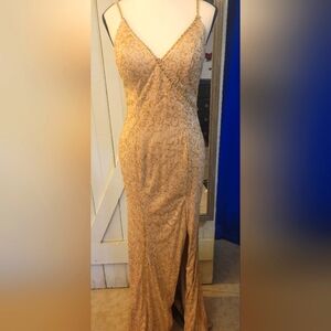 Elegant Tan Evening Gown